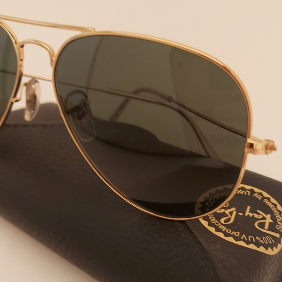 Ray-Ban Gold and Black Aviator Sunglasses